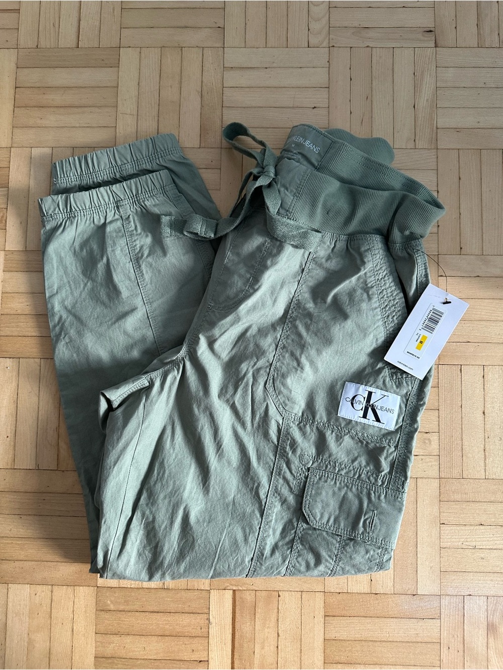 Calvin Klein Jeans Sage Green Drawstring Waist Pants